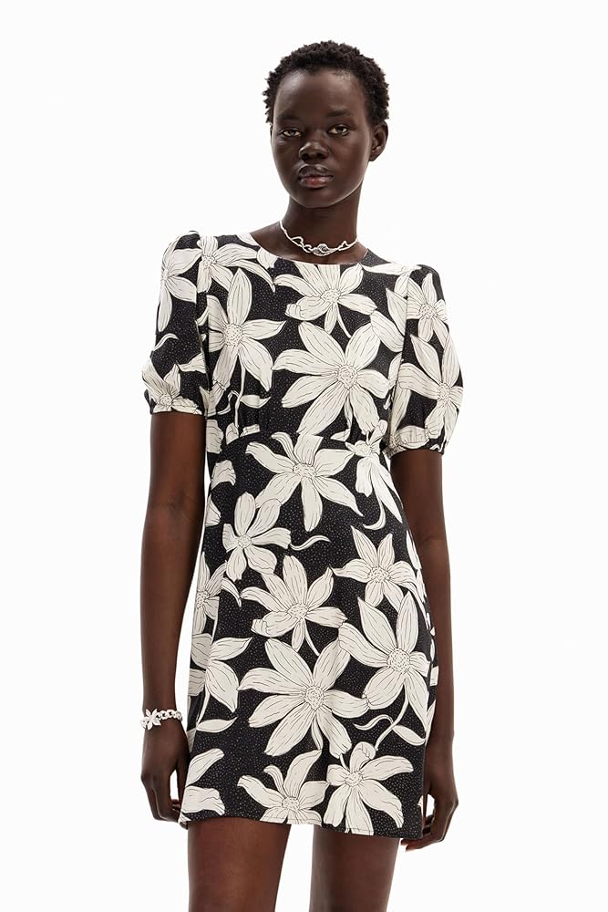 新品タグ付 Desigual WOVEN DRESS SHORT SLEEVE Desigual Women's Woman Woven Dress Short Sleeve, White, M at